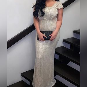 Long champagne sequin gown - modest -shein
